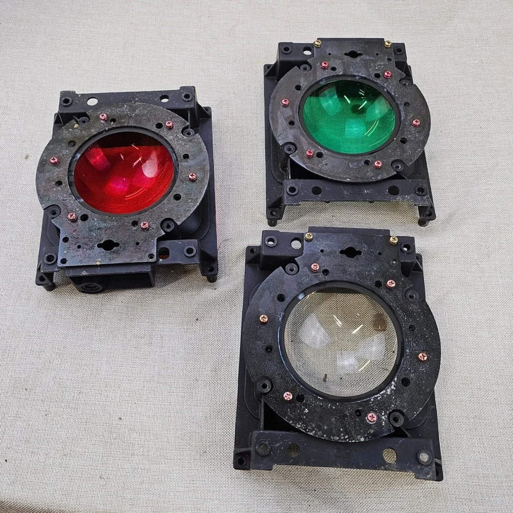 Vtg Red Green Clear Signal Light Lamp‎ Lens P265 CRC Assembly Part Lot of 3